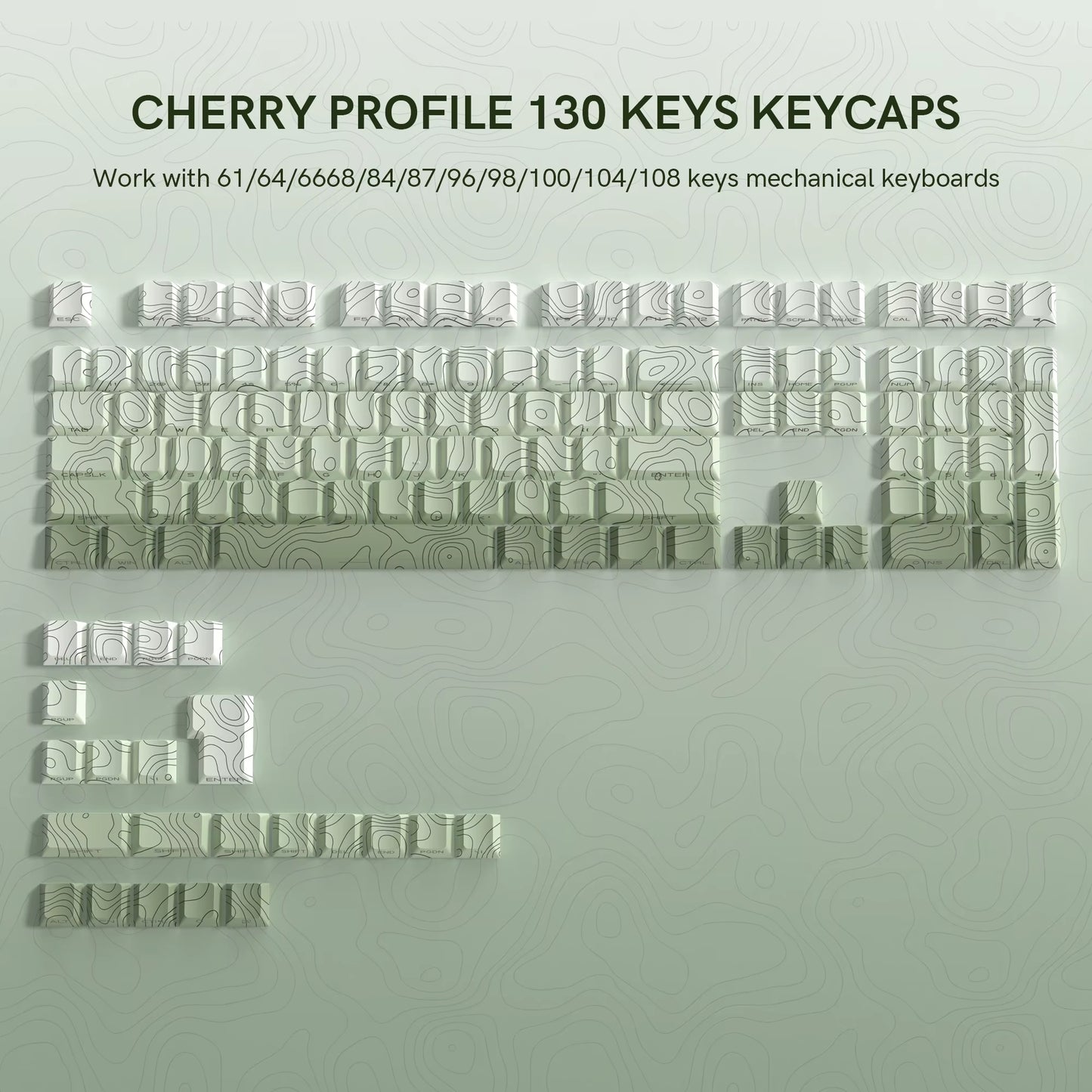 136 Keys Topographic V3 3.0 Side Print PBT Keycap Backlit Dye-Sub Cherry Profile Key Cap for Cherry MX Gamer Mechanical Keyboard