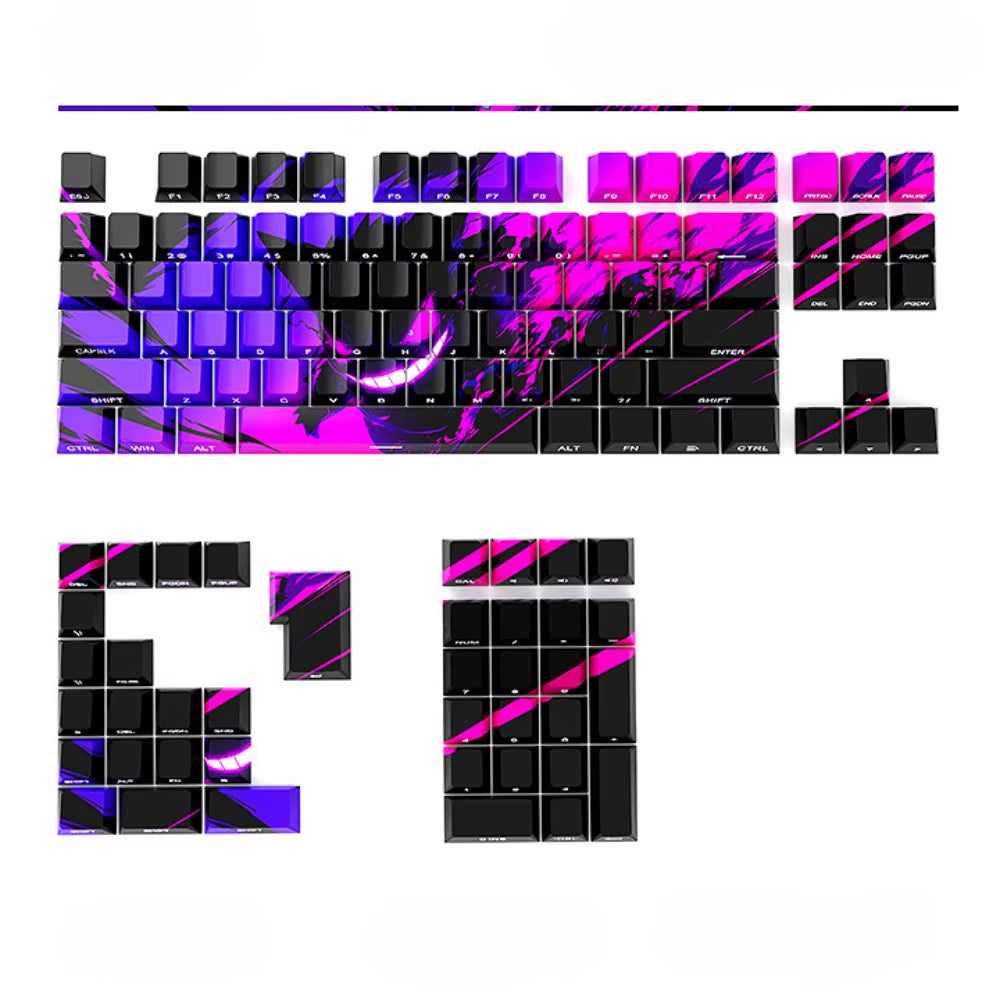 Anime Theme, Keycaps, Transparent PBT 136 Keys Cherry for MX Switches, Gaming Mechanical Keyboard