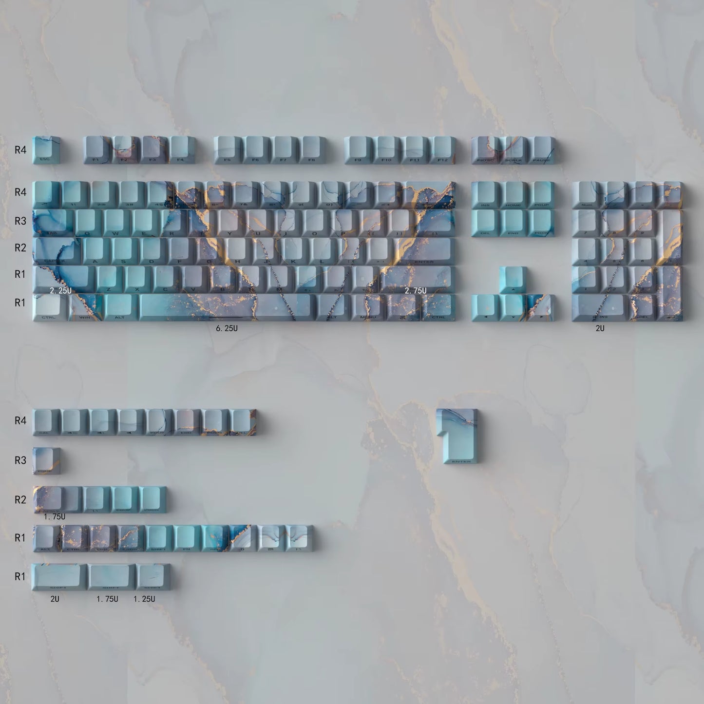 131 Key Keycaps Set Altitudes Line White Black Side Bright Print PBT Cherry Profile Dye-Sub for MX Gamer Mechanical Keyboard