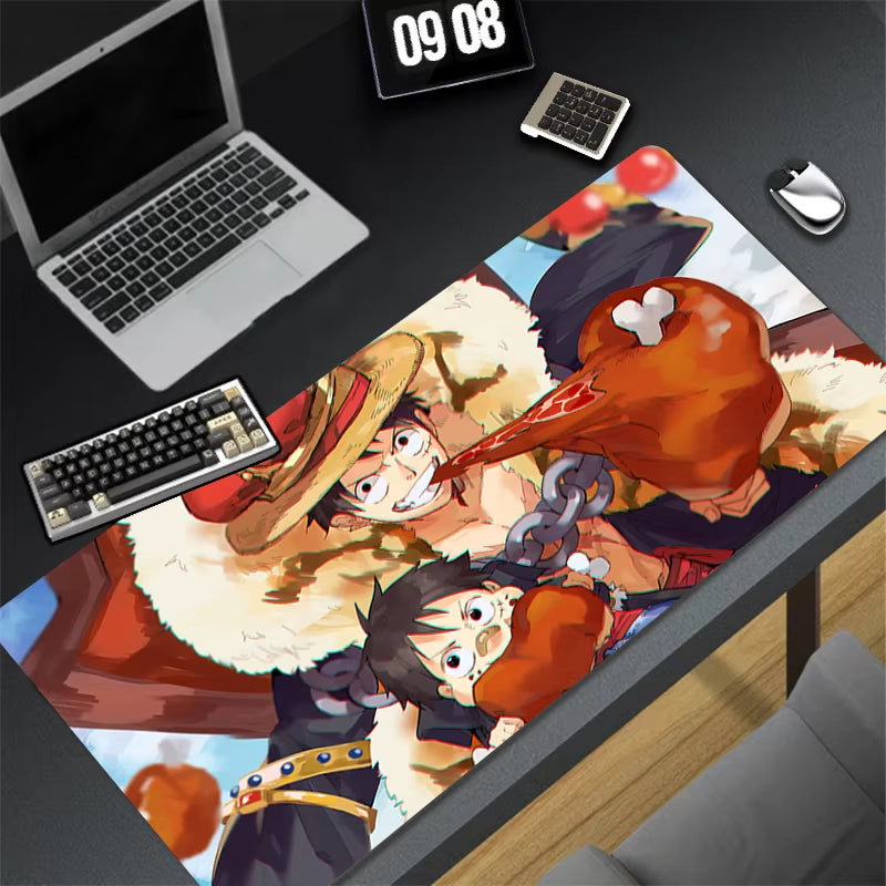 Japan Anime Mouse Pad Laptop Black and White Keyboard Rug Gaming Mousepad PC O-One P-Piece Luffy Extended Desk Mat Cool Play Mat