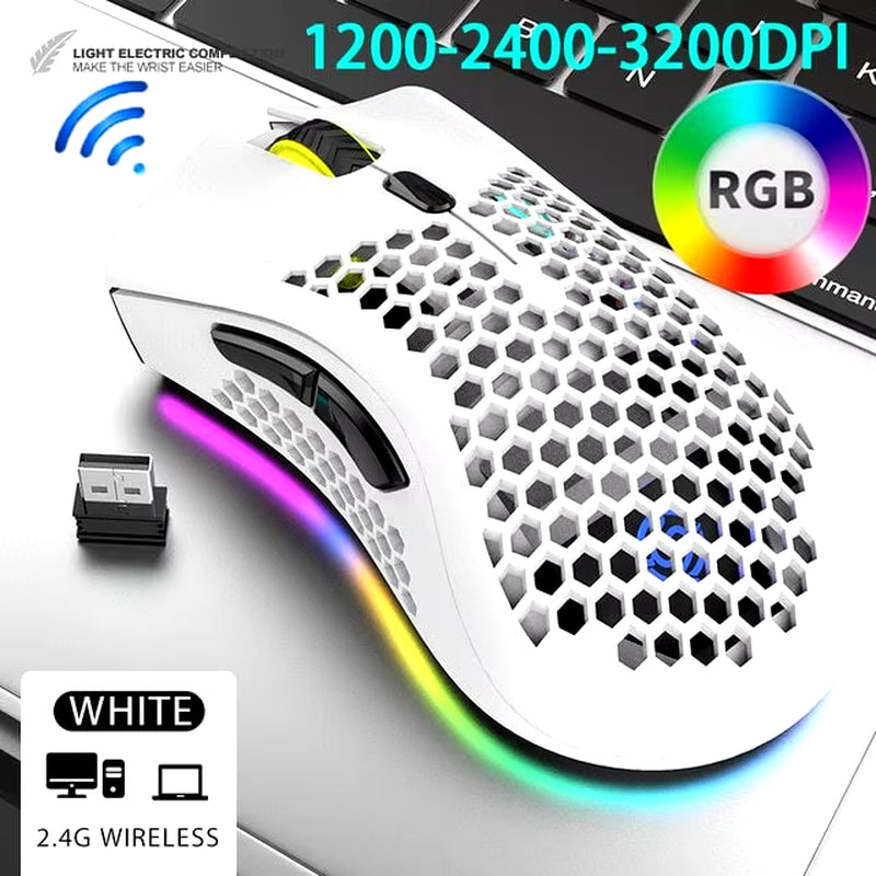 BM600 Rechargeable Gaming Mouse USB 2.4G Wireless RGB Light Honeycomb Gaming Mouse Desktop PC Computers Notebook Laptop Mice