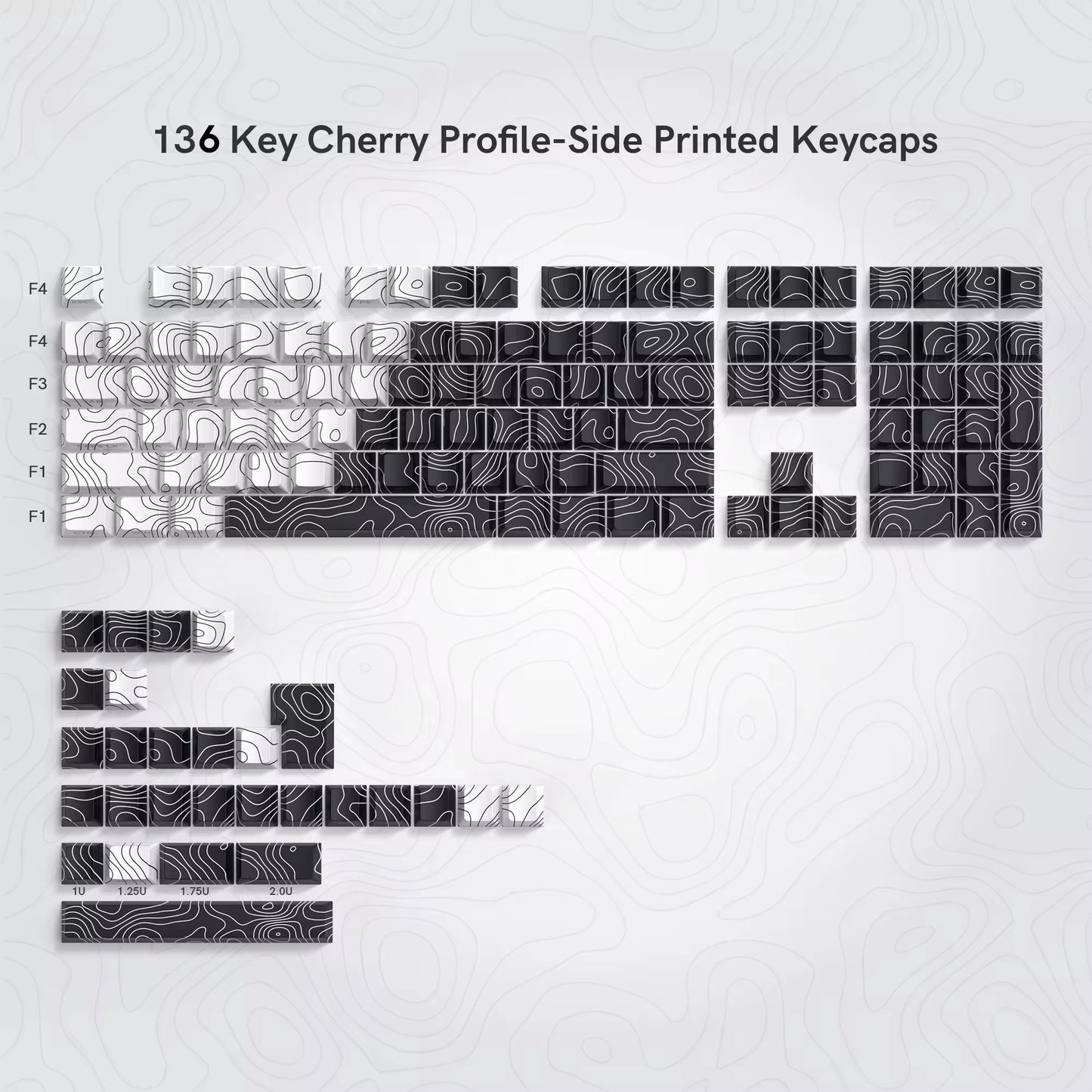 136 Keys Topographic V3 3.0 Side Print PBT Keycap Backlit Dye-Sub Cherry Profile Key Cap for Cherry MX Gamer Mechanical Keyboard