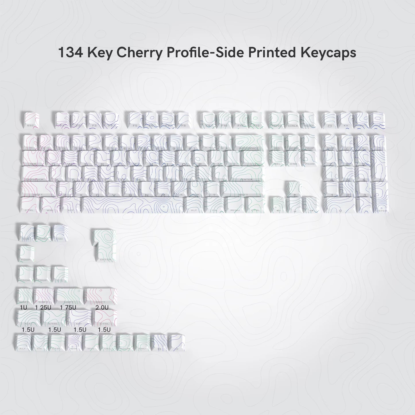 136 Keys Topographic V3 3.0 Side Print PBT Keycap Backlit Dye-Sub Cherry Profile Key Cap for Cherry MX Gamer Mechanical Keyboard