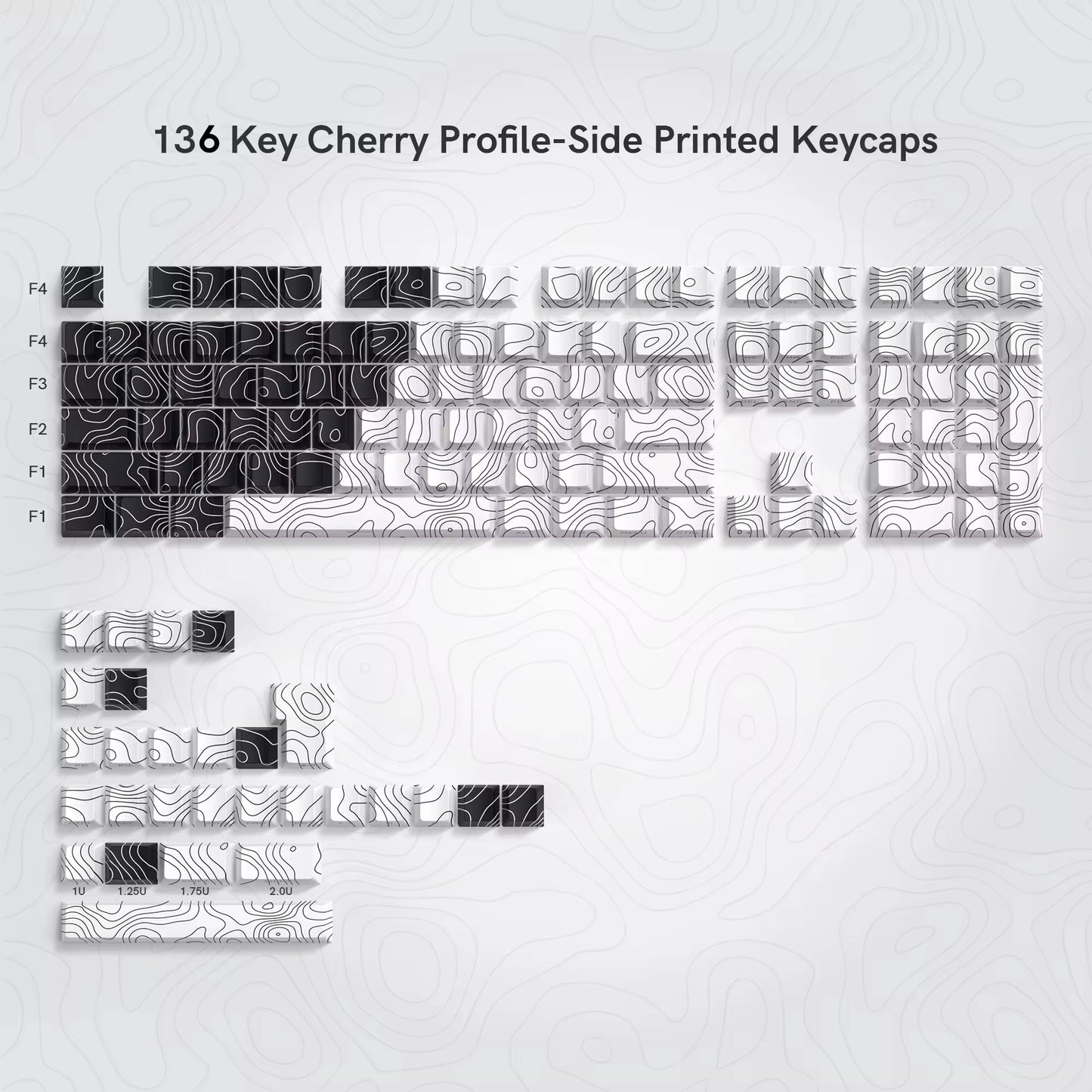 136 Keys Topographic V3 3.0 Side Print PBT Keycap Backlit Dye-Sub Cherry Profile Key Cap for Cherry MX Gamer Mechanical Keyboard