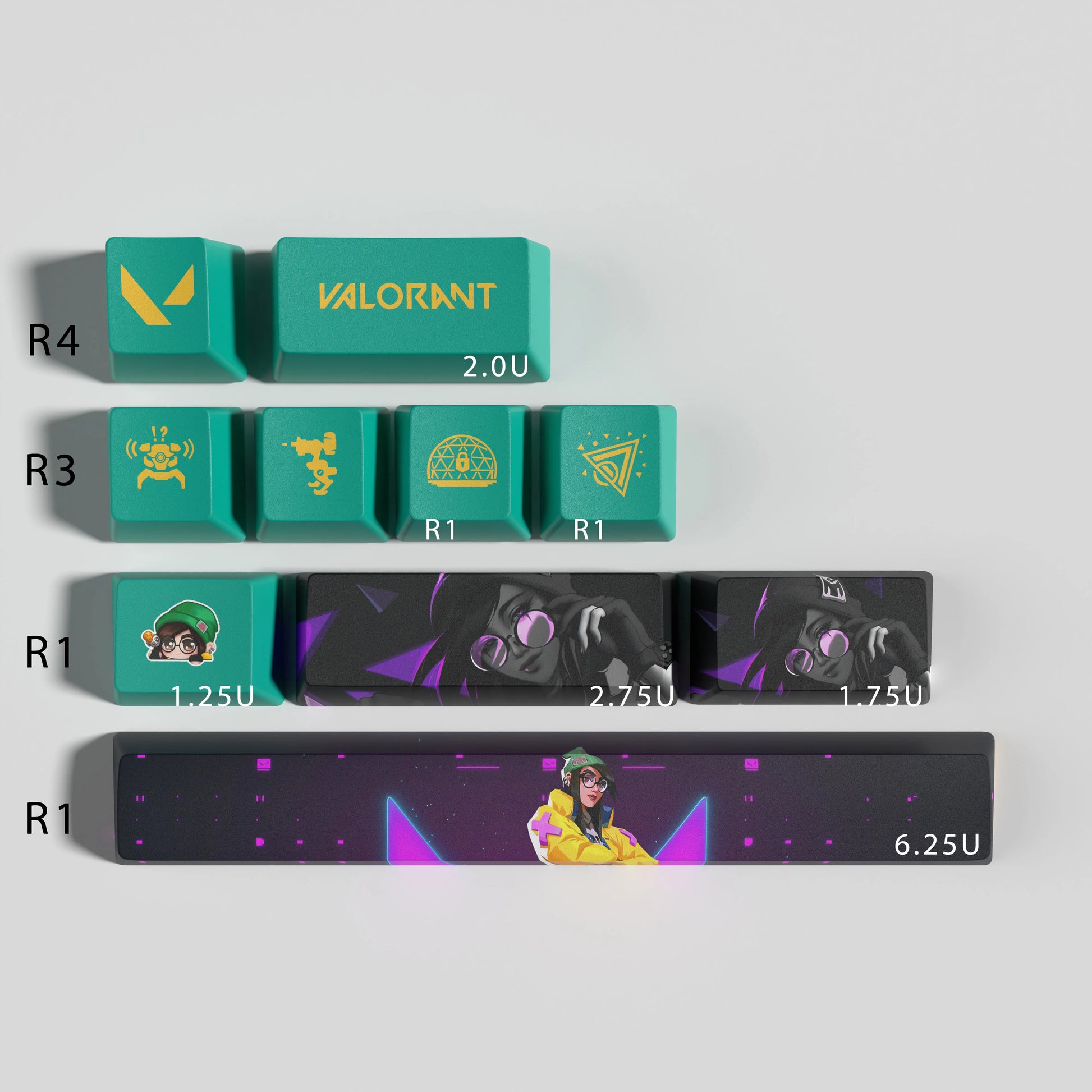 VALORANT THEMED KEYCAPS - PBT DYE SUB KEYCAPS - AVAILABLE IN 11 VARIANTS