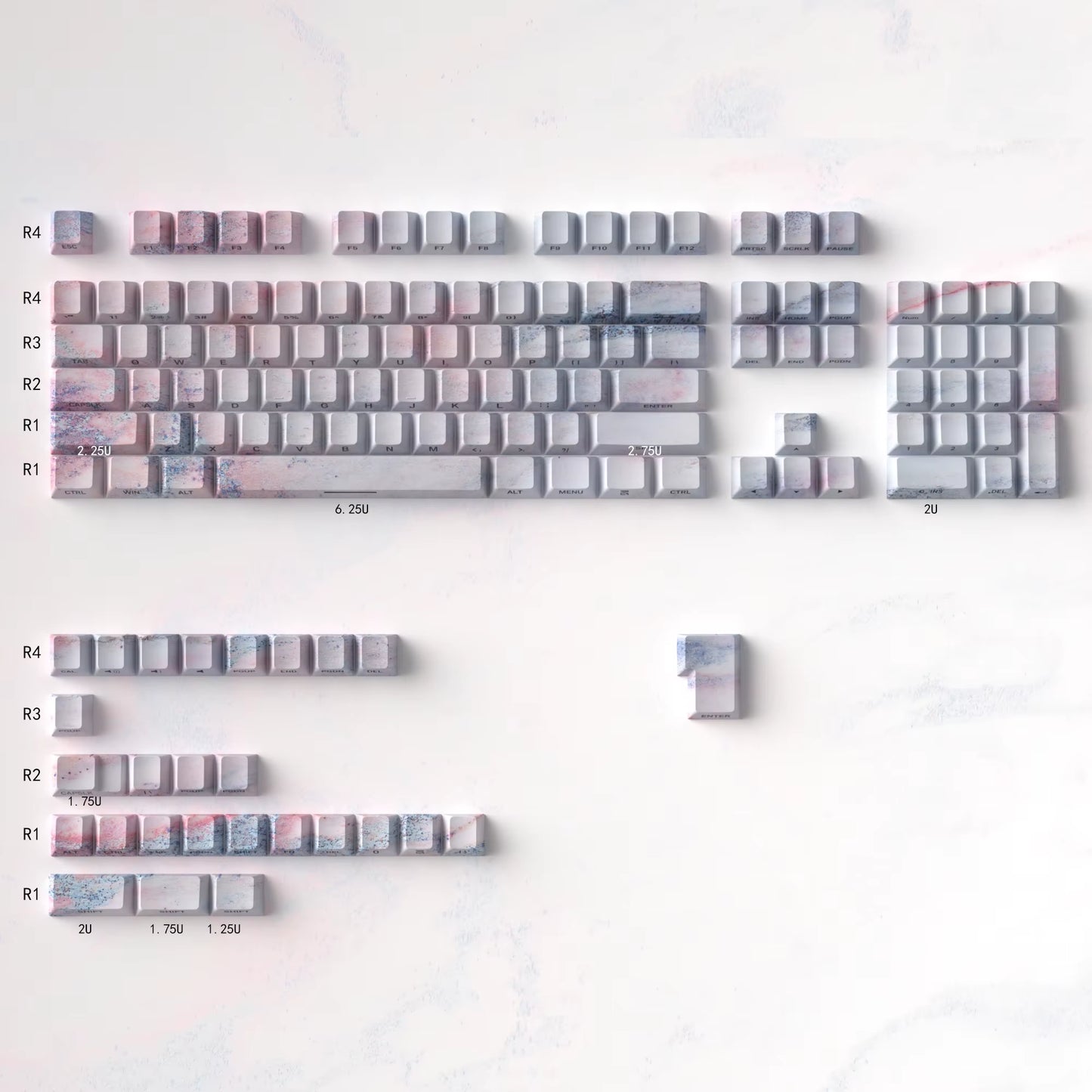 131 Key Keycaps Set Altitudes Line White Black Side Bright Print PBT Cherry Profile Dye-Sub for MX Gamer Mechanical Keyboard