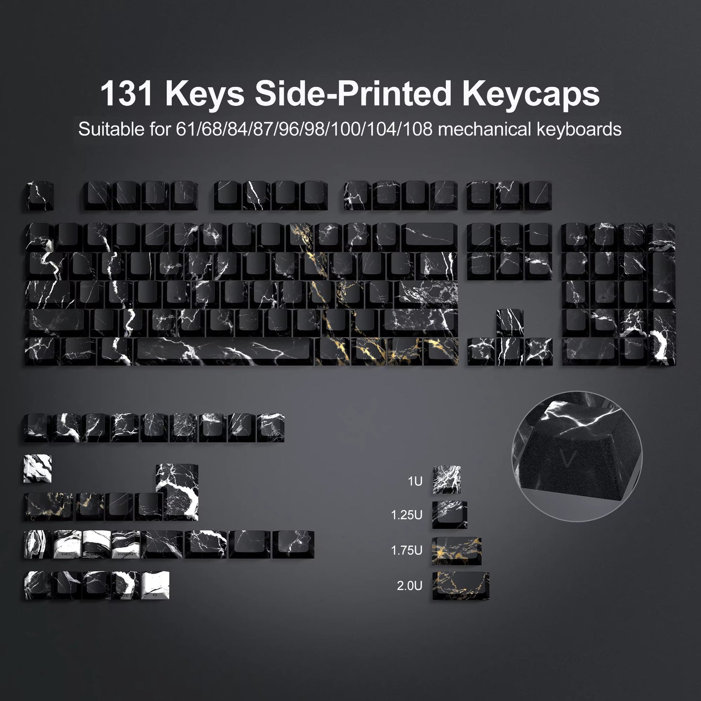 136 Keys Topographic V3 3.0 Side Print PBT Keycap Backlit Dye-Sub Cherry Profile Key Cap for Cherry MX Gamer Mechanical Keyboard