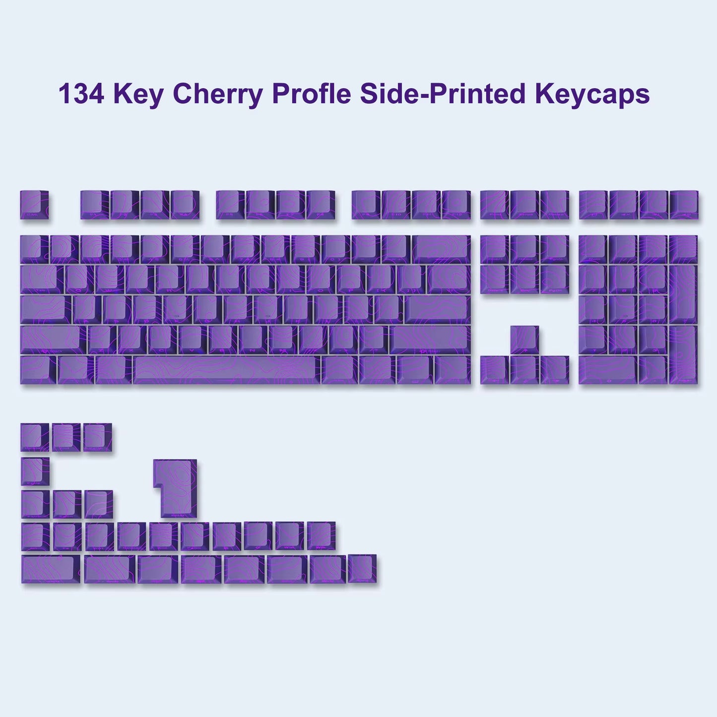 136 Keys Topographic V3 3.0 Side Print PBT Keycap Backlit Dye-Sub Cherry Profile Key Cap for Cherry MX Gamer Mechanical Keyboard