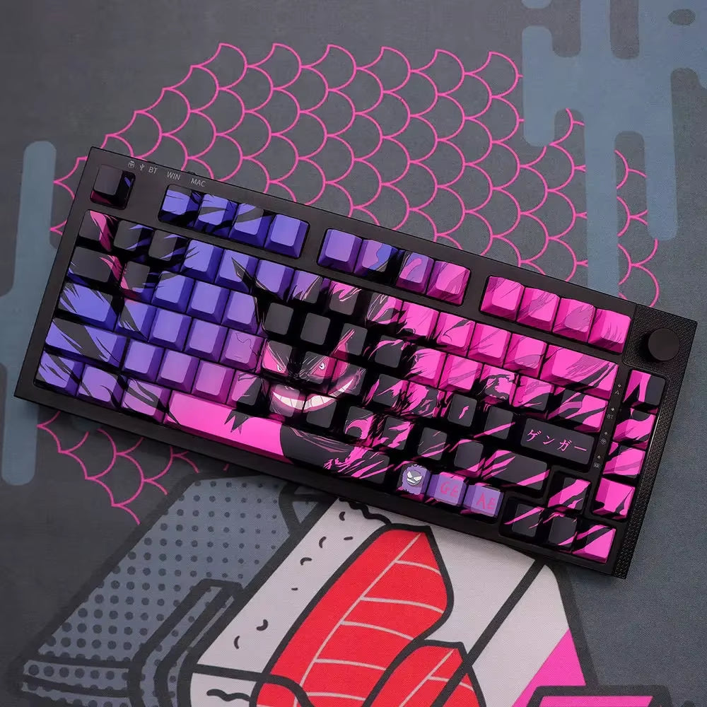 Anime Theme, Keycaps, Transparent PBT 136 Keys Cherry for MX Switches, Gaming Mechanical Keyboard