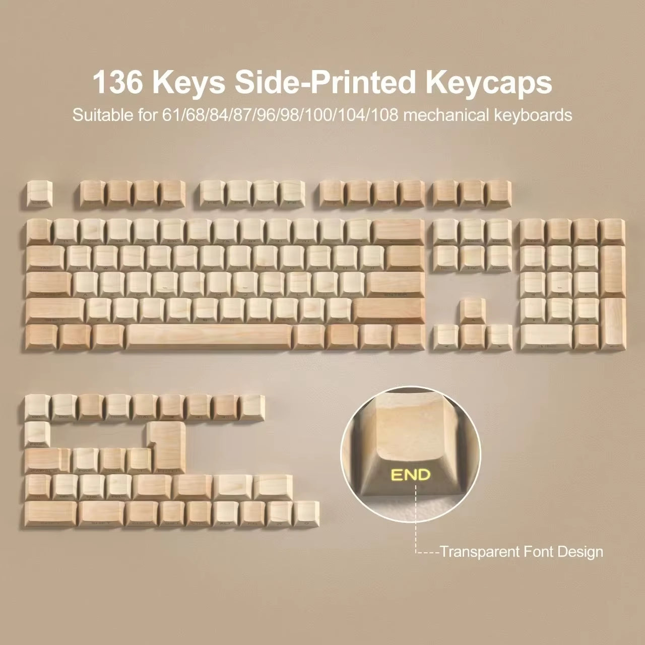 136 Keys Topographic V3 3.0 Side Print PBT Keycap Backlit Dye-Sub Cherry Profile Key Cap for Cherry MX Gamer Mechanical Keyboard