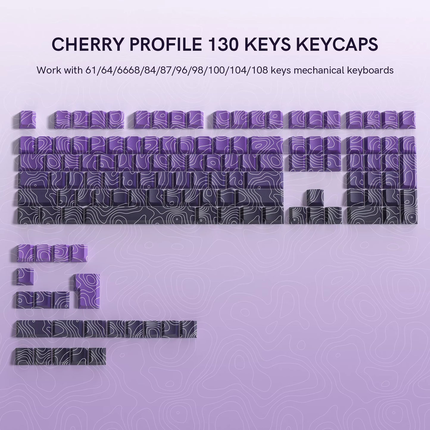 136 Keys Topographic V3 3.0 Side Print PBT Keycap Backlit Dye-Sub Cherry Profile Key Cap for Cherry MX Gamer Mechanical Keyboard